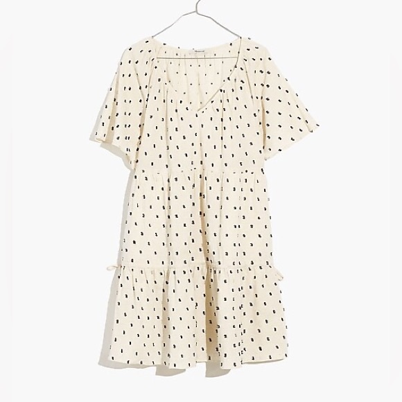 Madewell Linen Blend Lorelei Clip Dot Dress - Picture 3 of 7